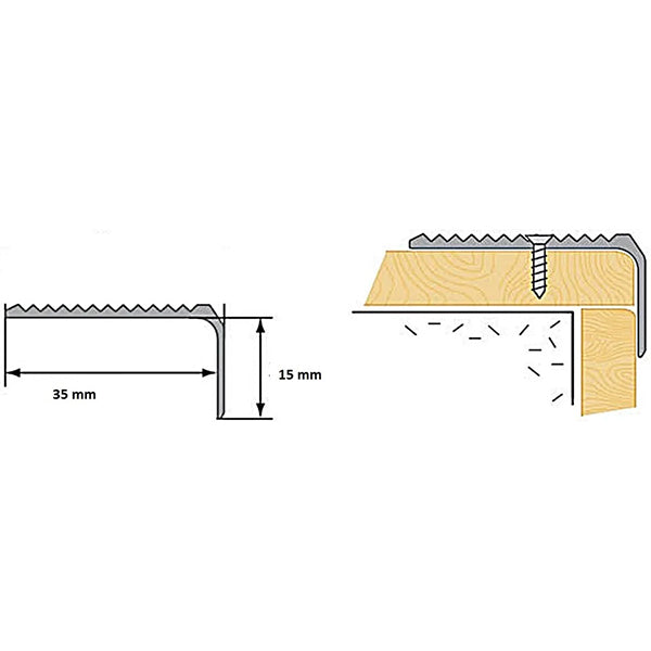 0.9m Anodised Aluminum Anti Slip Step Edge Trim and Nosing