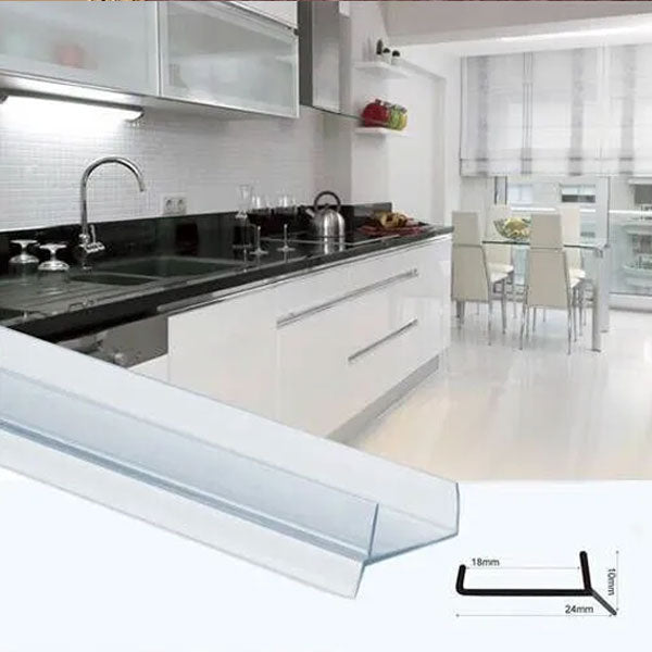 Transparent 0.5m PVC Plinth Sealing Strip for MDF Kickboard Panels - 18 x 7.3mm