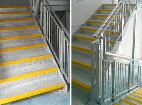 Durable GRP Stair Nosing with Medium Grit - Anti-Slip, Quick Install, Ideal for Wet, Frosty, and Oily Surfaces