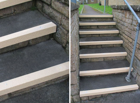 Durable GRP Stair Nosing with Medium Grit - Anti-Slip, Quick Install, Ideal for Wet, Frosty, and Oily Surfaces