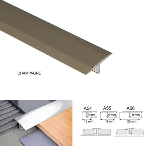 Anodised Aluminium 13mm Door Threshold T Bar Strip for Tile Connections