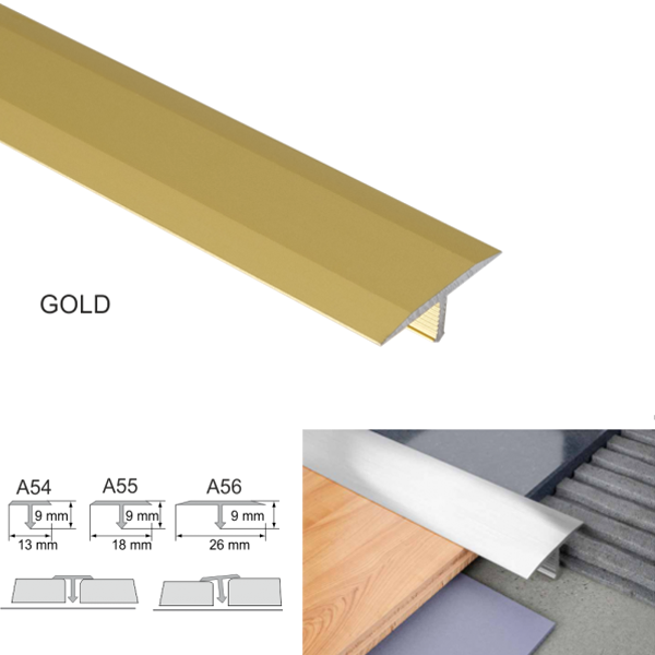 18mm T Bar Transition Trim in Anodised Aluminum for Tiles