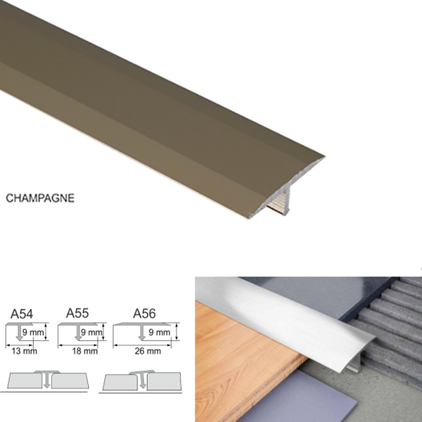 18mm T Bar Transition Trim in Anodised Aluminum for Tiles