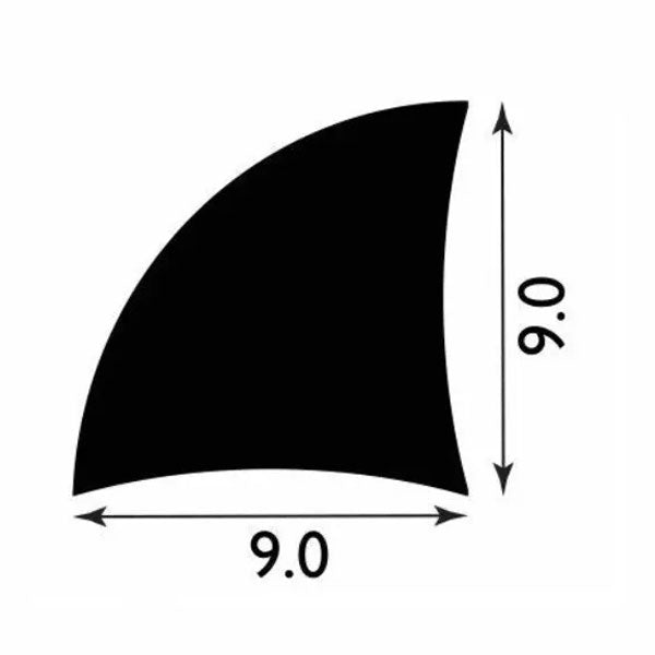 9mm Quadrant Trim of Solid PVC Plastic - 1 Metre Long