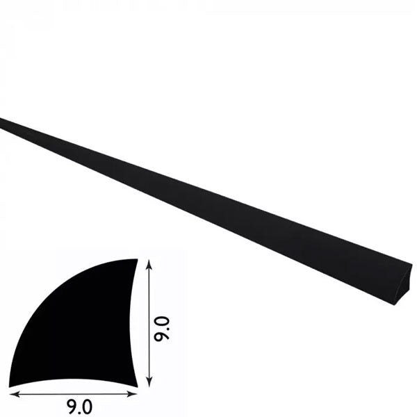 9mm Quadrant Trim of Solid PVC Plastic - 1 Metre Long