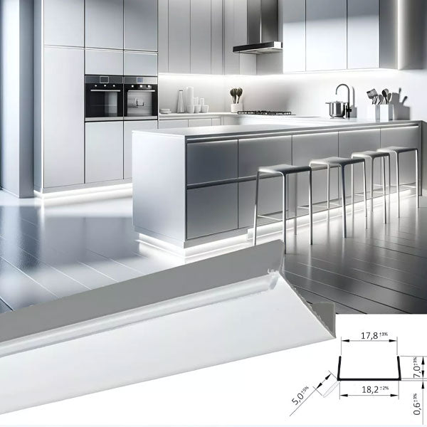 1 Metre MDF Kickboard Panel with PVC Sealing Strip - 18 x 7.3mm