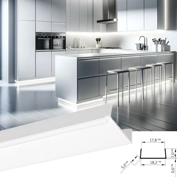 1 Metre MDF Kickboard Panel with PVC Sealing Strip - 18 x 7.3mm