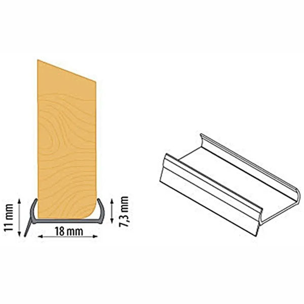 1 Metre MDF Kickboard Panel with PVC Sealing Strip - 18 x 7.3mm