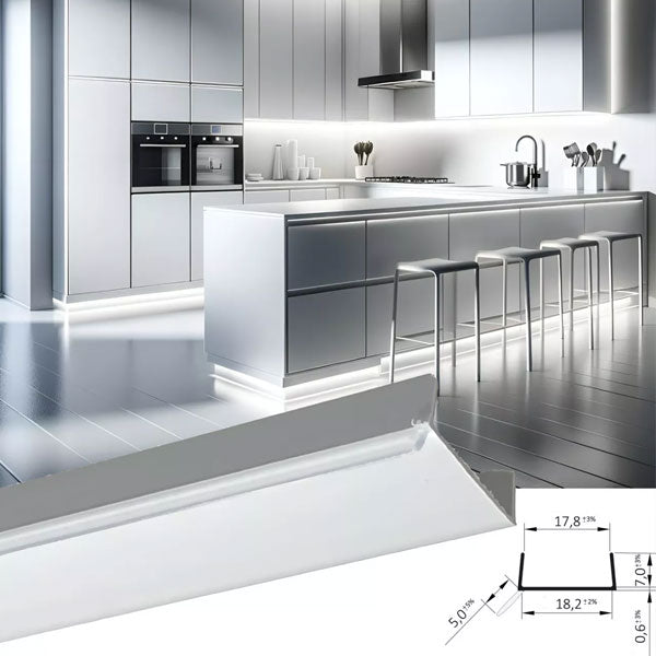 1 Metre MDF Kickboard Panel with PVC Sealing Strip - 18 x 7.3mm