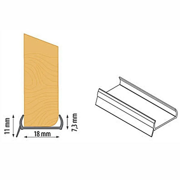 1 Metre MDF Kickboard Panel with PVC Sealing Strip - 18 x 7.3mm