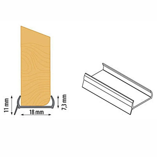 1 Metre MDF Kickboard Panel with PVC Sealing Strip - 18 x 7.3mm