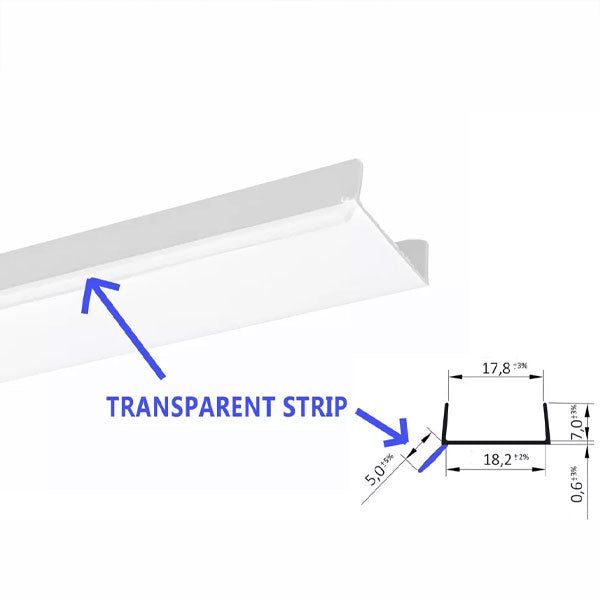 1 Metre MDF Kickboard Panel with PVC Sealing Strip - 18 x 7.3mm