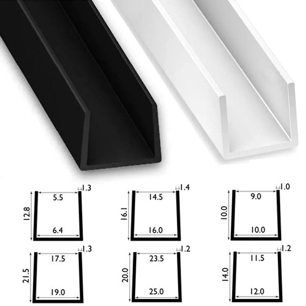 1m Square U Profile PVC Strip