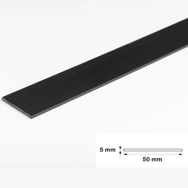 1 Metre Sturdy Black PVC Flat Bar Trim for Architrave Cover