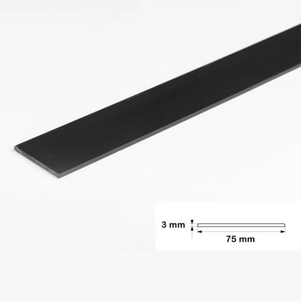 1 Metre Sturdy Black PVC Flat Bar Trim for Architrave Cover