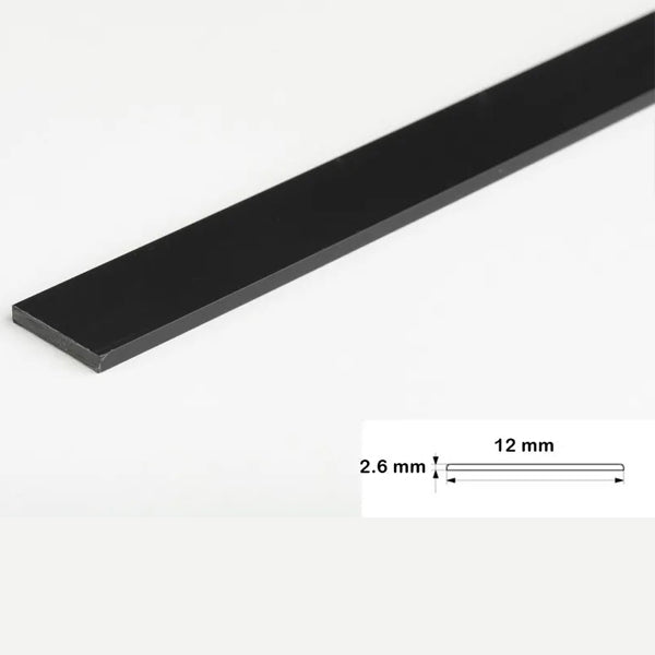 1 Metre Sturdy Black PVC Flat Bar Trim for Architrave Cover