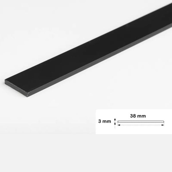 1 Metre Sturdy Black PVC Flat Bar Trim for Architrave Cover