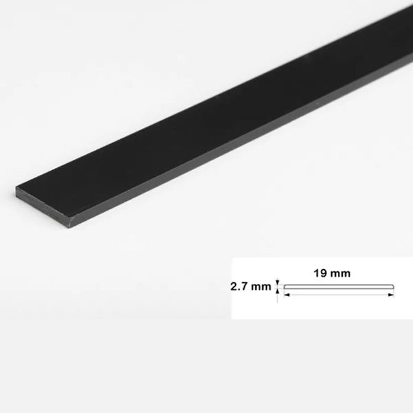 1 Metre Sturdy Black PVC Flat Bar Trim for Architrave Cover