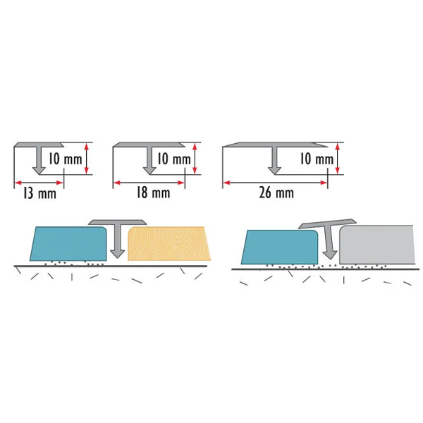 1m Aluminium T Bar Door Strip Threshold Trim