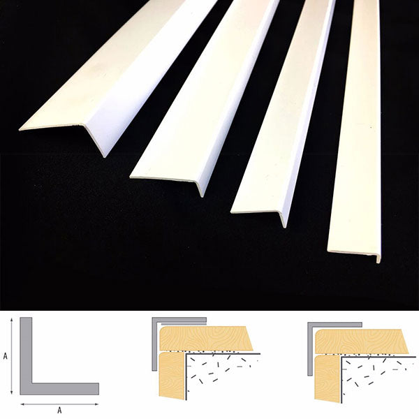 1 Meter White PVC Corner Trim with Unequal 90 Degree Angle