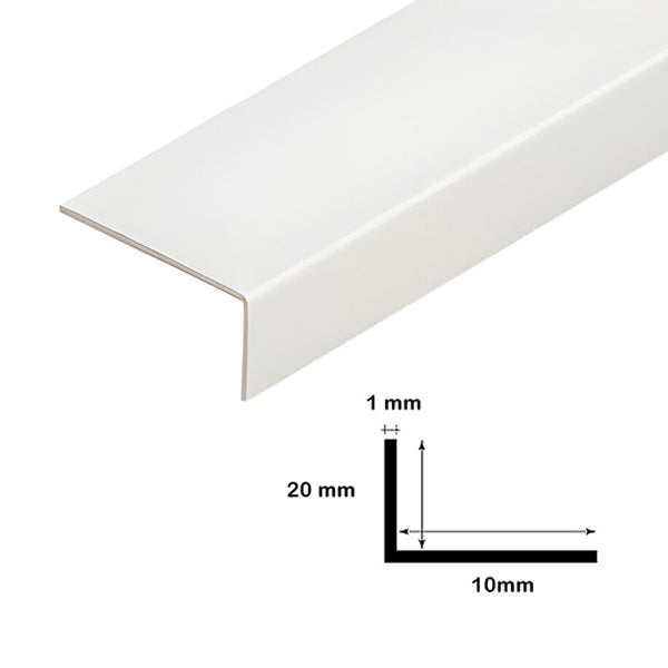1 Meter White PVC Corner Trim with Unequal 90 Degree Angle
