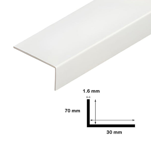 1 Meter White PVC Corner Trim with Unequal 90 Degree Angle
