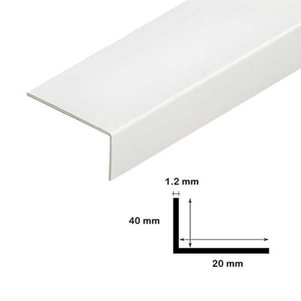 1 Meter White PVC Corner Trim with Unequal 90 Degree Angle