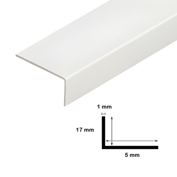 1 Meter White PVC Corner Trim with Unequal 90 Degree Angle