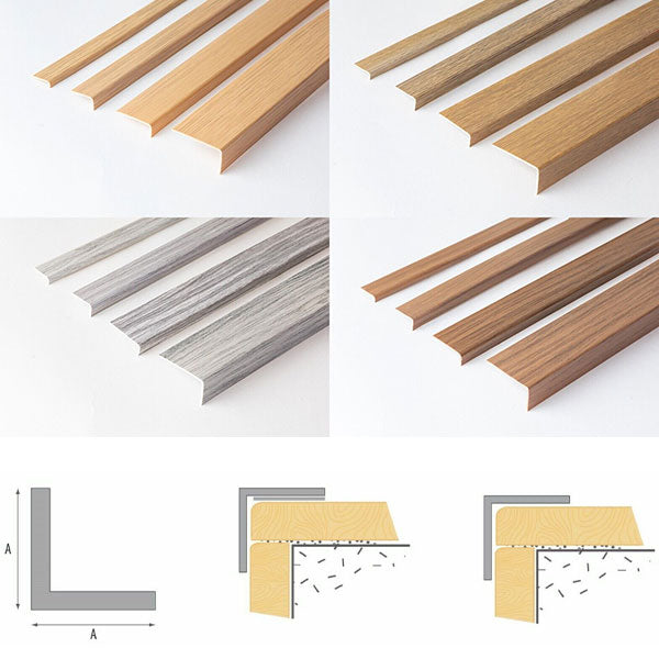 1m Plastic PVC Corner Trim with Unequal Wood Effect at 90 Degrees