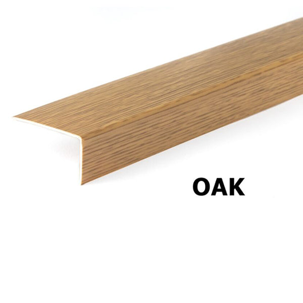 1m Plastic PVC Corner Trim with Unequal Wood Effect at 90 Degrees