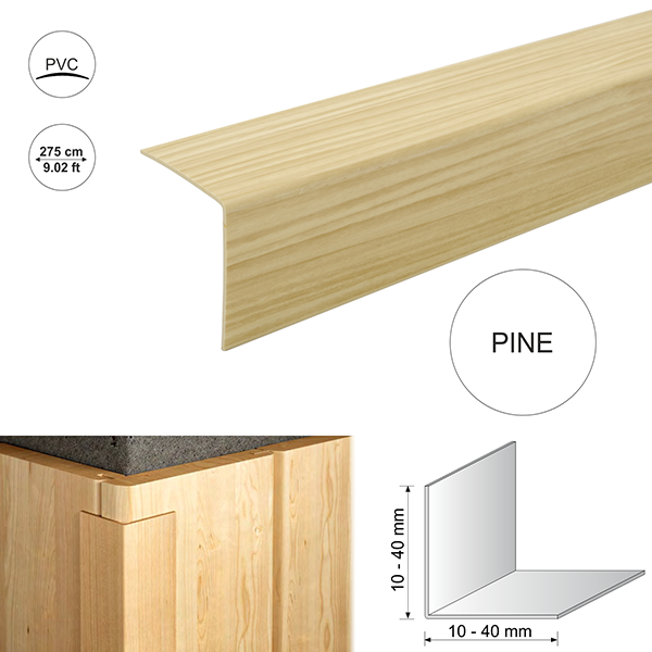 2.75m PVC Plastic 90 Degree Corner Trim in Wood Style