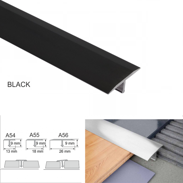 Anodised Aluminium Threshold Trim T-Bar for 26mm Tile Transitions