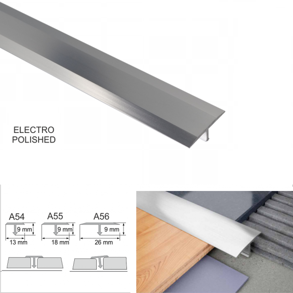 Anodised Aluminium Threshold Trim T-Bar for 26mm Tile Transitions