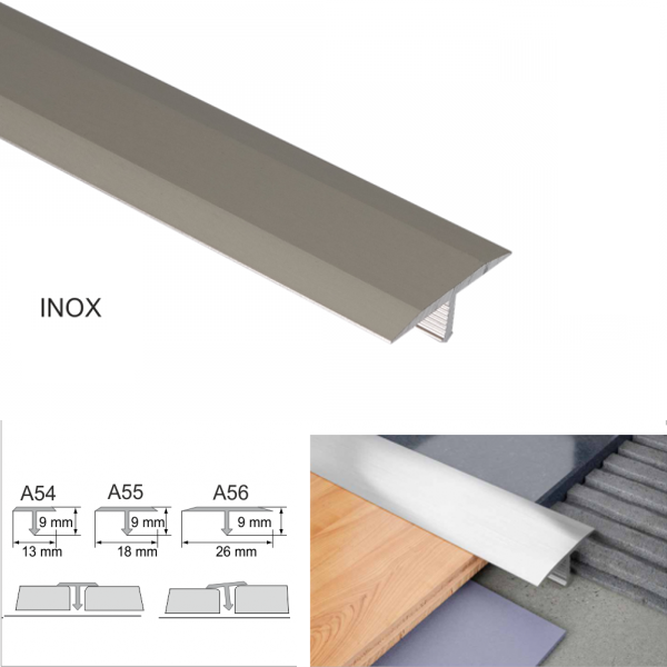 Anodised Aluminium Threshold Trim T-Bar for 26mm Tile Transitions