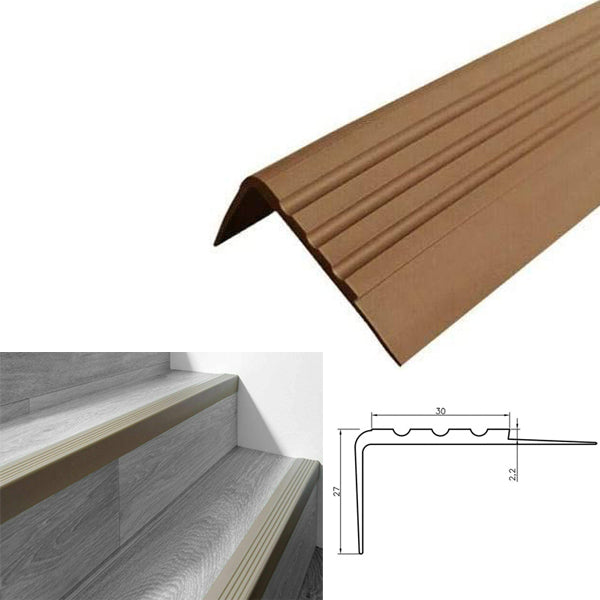 Bullnose Stair Nosing Rubber Angle Step Edge with Anti Slip Features 27 x 30mm