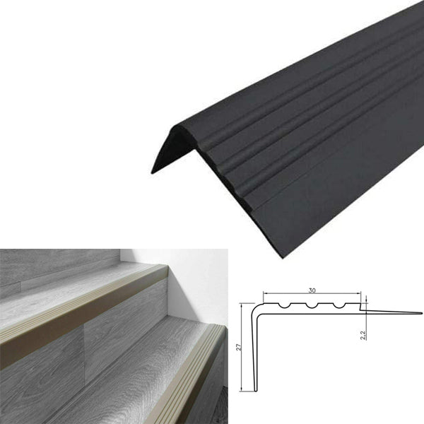 Bullnose Stair Nosing Rubber Angle Step Edge with Anti Slip Features 27 x 30mm