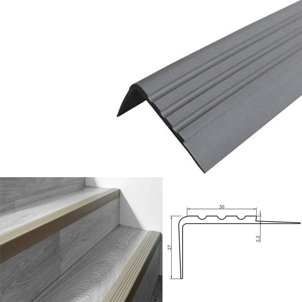 Bullnose Stair Nosing Rubber Angle Step Edge with Anti Slip Features 27 x 30mm