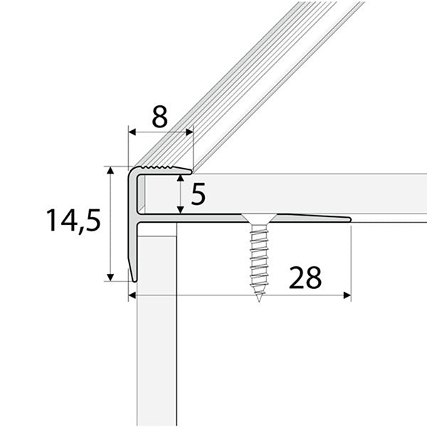 28 x 14.5mm Non Slip Aluminium Stair Nosing for Luxury Vinyl Floors