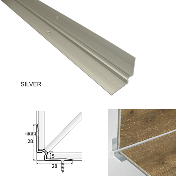 Aluminium Stair Nosing for Inner Corner for Luxury Click Vinyl - 28 x 28mm