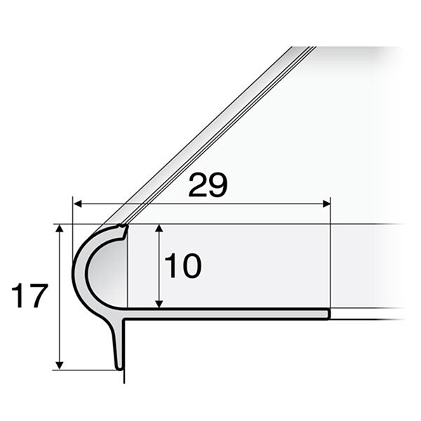 Anti Slip Stair Nosing Edge Trim for Tiles - 29mm x 17mm x 10mm