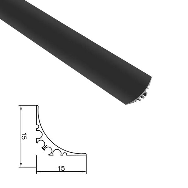 2 Metre Black Plastic Vinyl Cove Former for Soft Flooring and Wall Coving