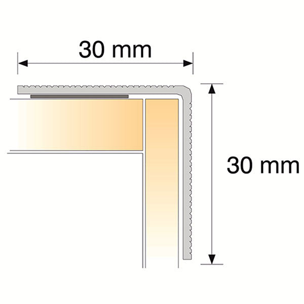 30 x 30mm Self Adhesive Aluminium Nosing for Stair Treads on Tile and Carpet