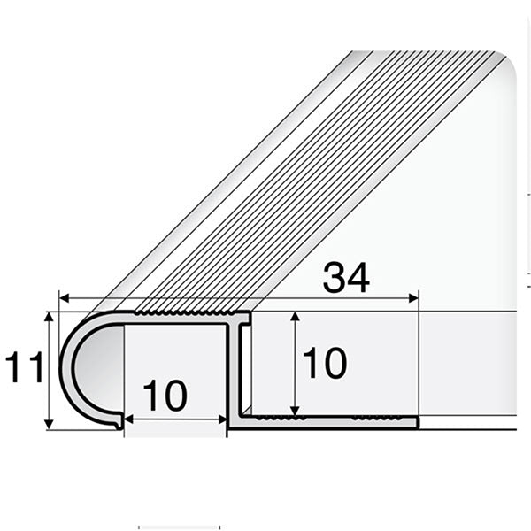 Anti Slip Stair Nosing Edge Trim for Tiles - 34mm x 11mm x 10mm