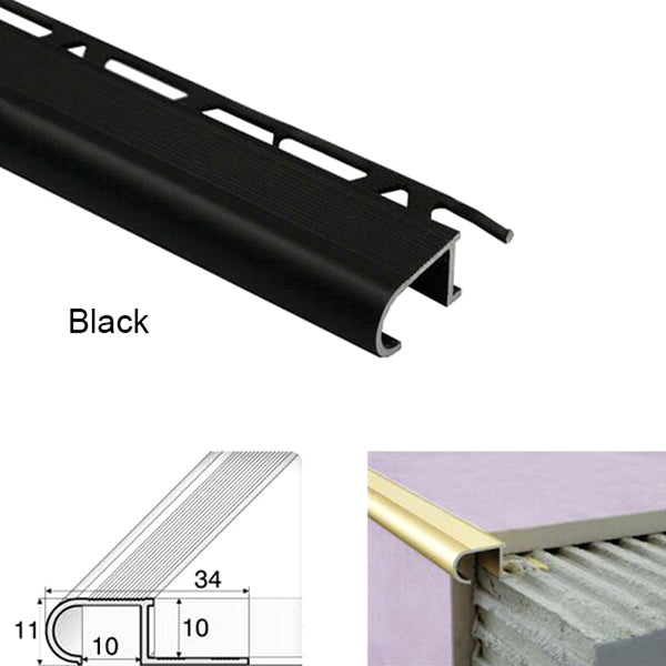 Anti Slip Stair Nosing Edge Trim for Tiles - 34mm x 11mm x 10mm