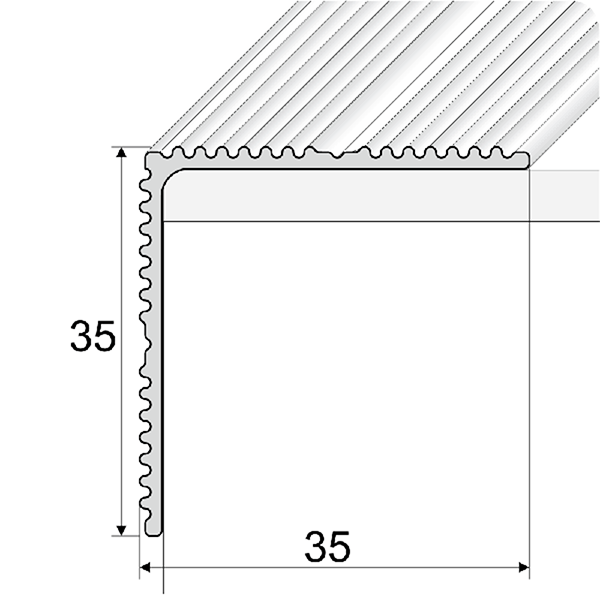 35 x 35mm Self Adhesive Stair Nosing in Aluminium for Edge Protection