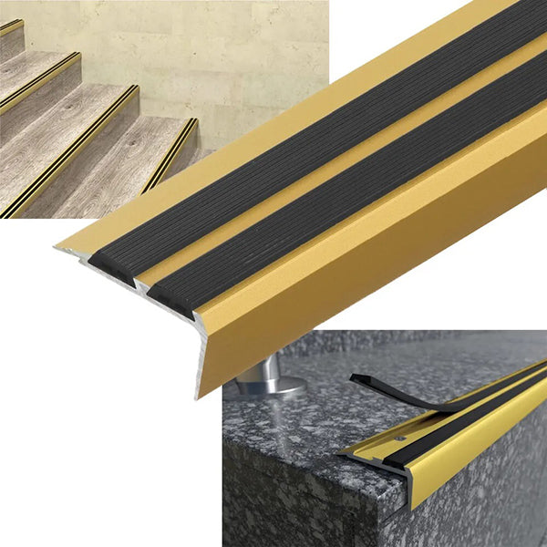 0.9m Anti Slip Rubber and Aluminium Stair Nosing Edging Strip for Wood and Carpet