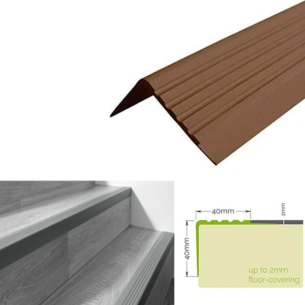 Bullnose Stair Nosing Non Slip Rubber Angle Edge for Steps 40 x 40mm