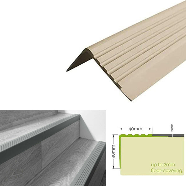 Bullnose Stair Nosing Non Slip Rubber Angle Edge for Steps 40 x 40mm