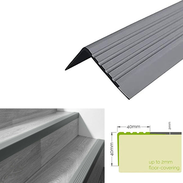 Bullnose Stair Nosing Non Slip Rubber Angle Edge for Steps 40 x 40mm