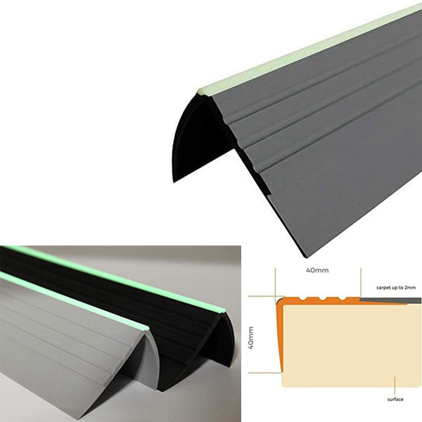 PVC Rubber Bullnose Nosing for Angle Steps with Anti Slip Design 40 x 40mm